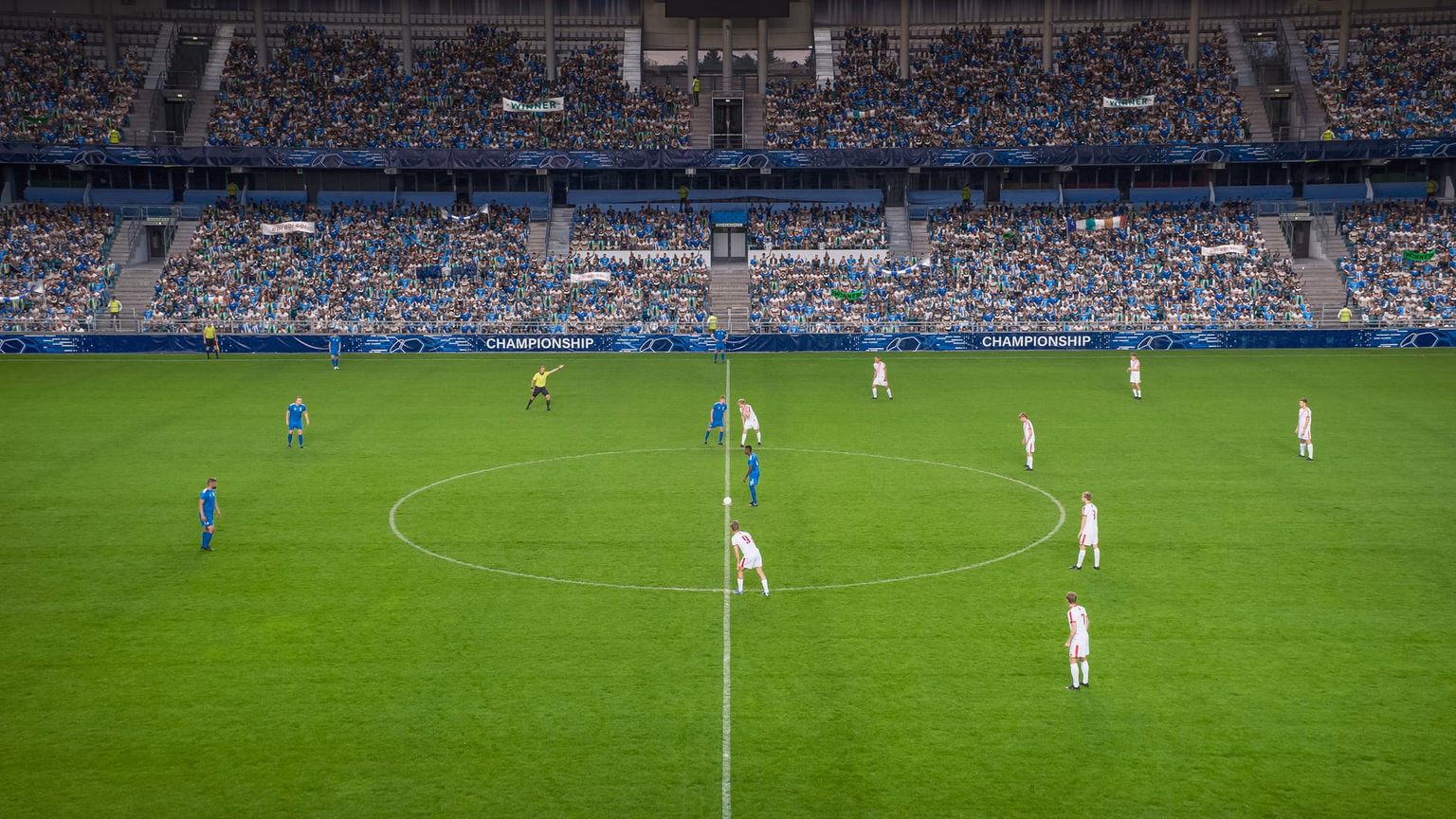 Packed stands during a match in the stadium